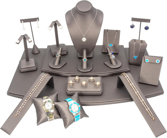 18 Piece Jewelry Display Set for Necklaces, Bracelet, Earrings, and Rings. Great for Businesses